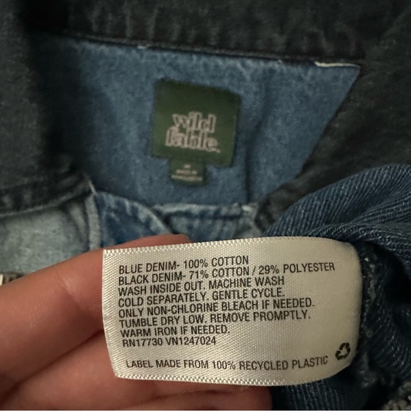 Wild Fable Multi Colored Denim Button Up Zip Up Chevron Jean Jacket - Picture 6 of 7